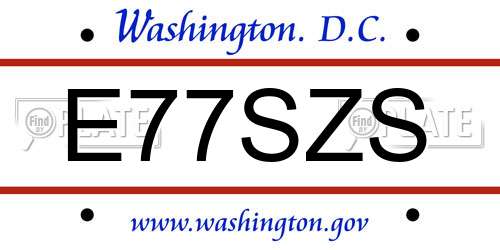 E77SZS District Of Columbia License Plate
