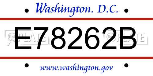 E78262B District Of Columbia License Plate