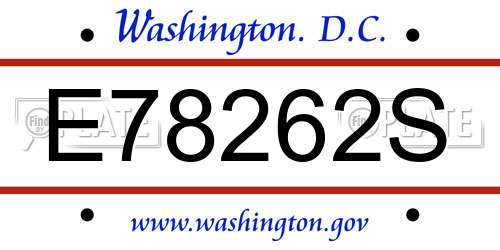 E78262S District Of Columbia License Plate