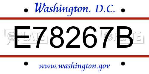 E78267B District Of Columbia License Plate