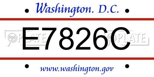E7826C District Of Columbia License Plate