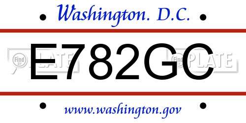 E782GC District Of Columbia License Plate