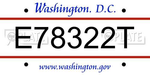 E78322T District Of Columbia License Plate