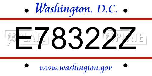 E78322Z District Of Columbia License Plate