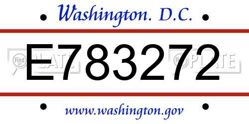 E783272 District Of Columbia License Plate