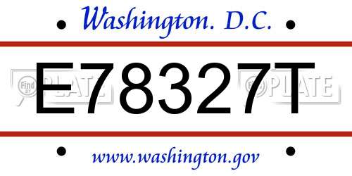 E78327T District Of Columbia License Plate