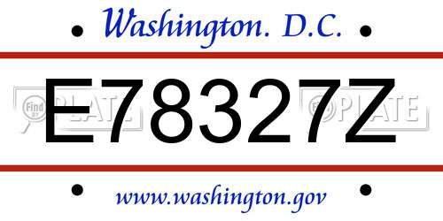 E78327Z District Of Columbia License Plate