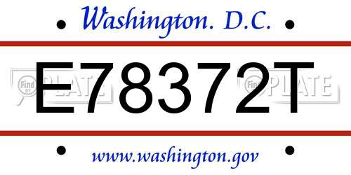 E78372T District Of Columbia License Plate