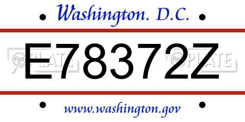E78372Z District Of Columbia License Plate