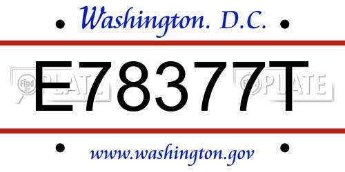 E78377T District Of Columbia License Plate