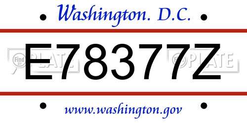 E78377Z District Of Columbia License Plate