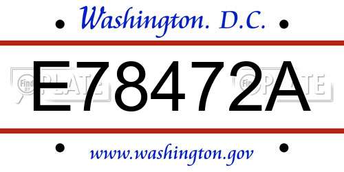 E78472A District Of Columbia License Plate