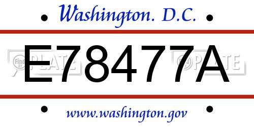 E78477A District Of Columbia License Plate