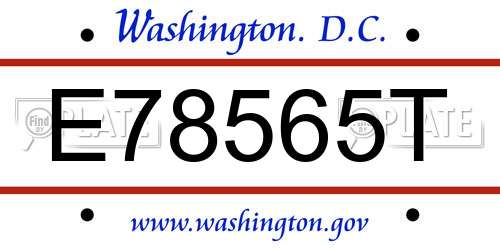 E78565T District Of Columbia License Plate