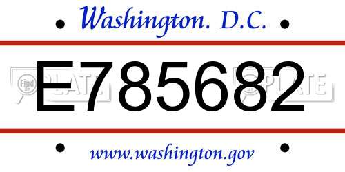 E785682 District Of Columbia License Plate