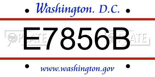 E7856B District Of Columbia License Plate