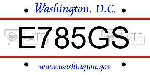 E785GS District Of Columbia License Plate