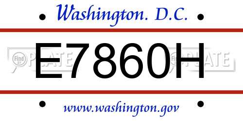 E7860H District Of Columbia License Plate