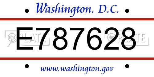 E787628 District Of Columbia License Plate