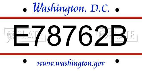 E78762B District Of Columbia License Plate