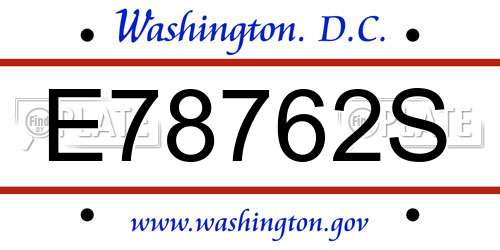 E78762S District Of Columbia License Plate