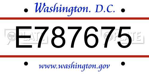 E787675 District Of Columbia License Plate