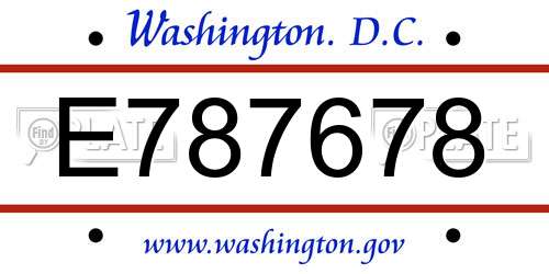 E787678 District Of Columbia License Plate