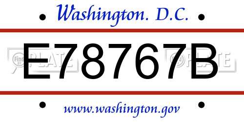 E78767B District Of Columbia License Plate