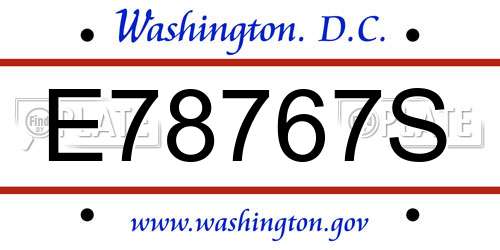 E78767S District Of Columbia License Plate