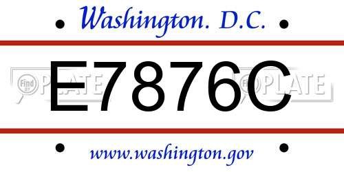E7876C District Of Columbia License Plate