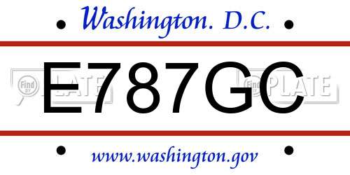 E787GC District Of Columbia License Plate