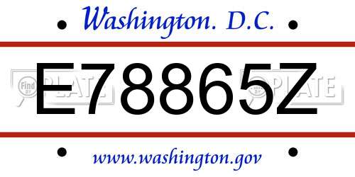 E78865Z District Of Columbia License Plate
