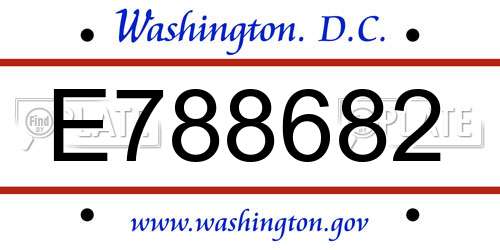 E788682 District Of Columbia License Plate