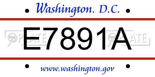 E7891A District Of Columbia License Plate