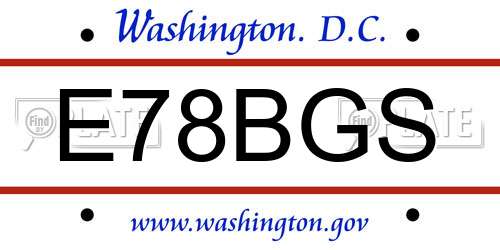 E78BGS District Of Columbia License Plate