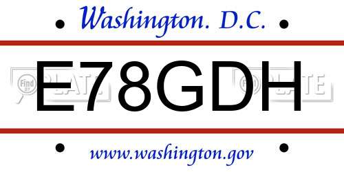 E78GDH District Of Columbia License Plate