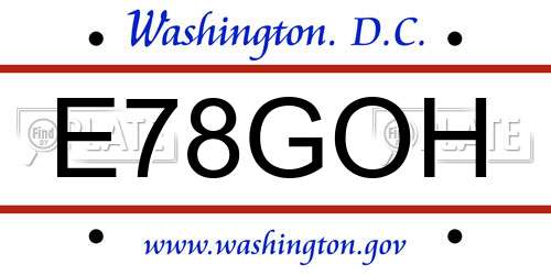E78GOH District Of Columbia License Plate