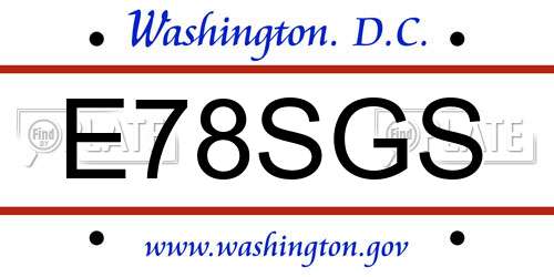 E78SGS District Of Columbia License Plate