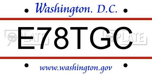 E78TGC District Of Columbia License Plate