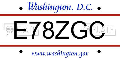 E78ZGC District Of Columbia License Plate