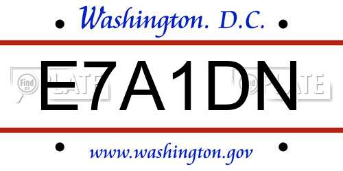 E7A1DN District Of Columbia License Plate
