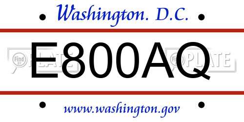 E800AQ District Of Columbia License Plate