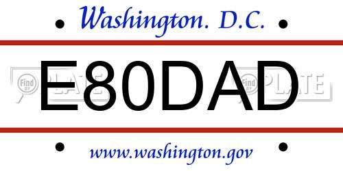 E80DAD District Of Columbia License Plate