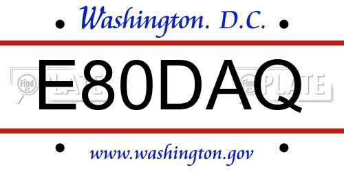 E80DAQ District Of Columbia License Plate