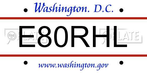 E80RHL District Of Columbia License Plate