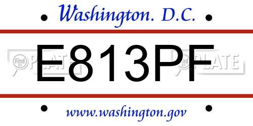 E813PF District Of Columbia License Plate