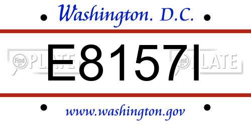 E8157I District Of Columbia License Plate