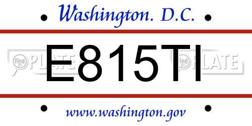 E815TI District Of Columbia License Plate