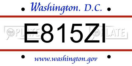 E815ZI District Of Columbia License Plate