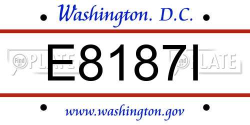 E8187I District Of Columbia License Plate